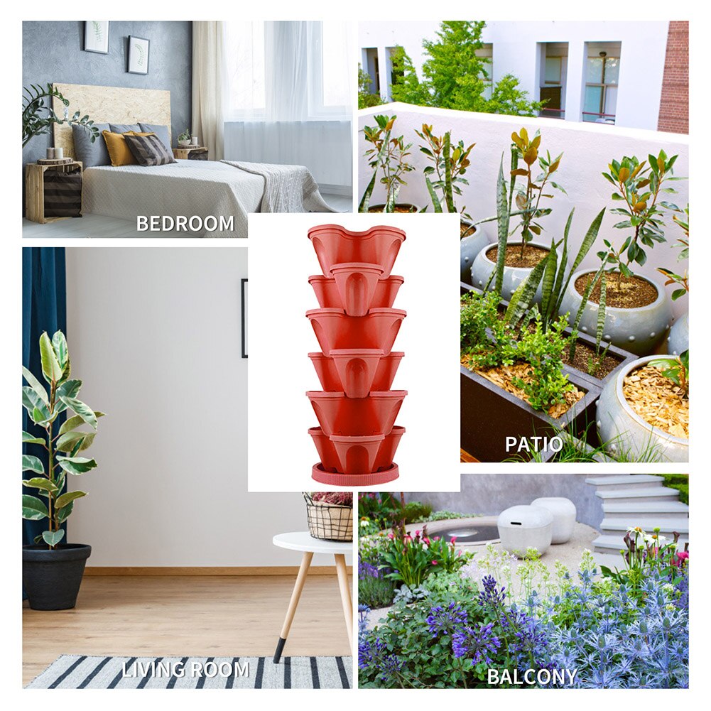 Strawberry Planter Pot Stackable Vertical Stackable Strawberry Herb Garden Planter Flower Seedling Holders