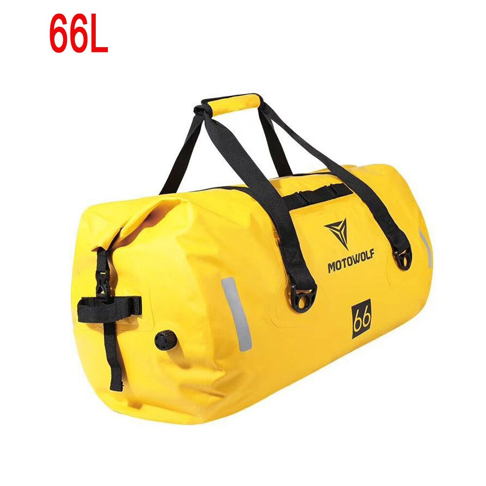 multi-functional high capacity waterproof motorcycle travel rear seat bag side riding Luggage shoulder bag: 66L yellow