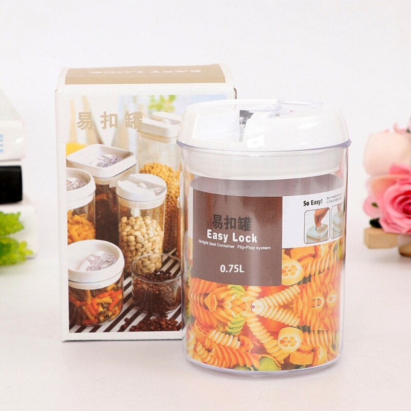 Food storage container Acrylic kitchen storage box multigrain storage jar transparent sealed cans easy to buckle Multi-capacity: C