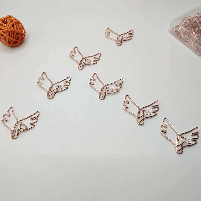 Trombone en forme d'oiseau spécial, trombones en boîte, papeterie de bureau, rose, doré, aigle