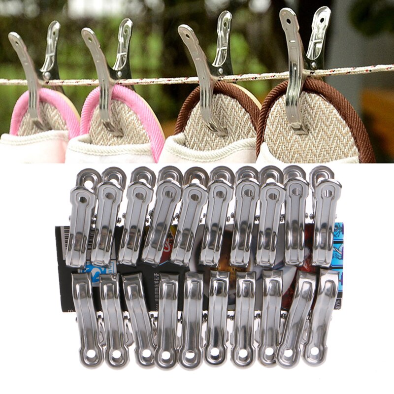 Tafelkleed Clips Handdoek Clips Rvs Wasknijpers Opknoping Pins Wasgoed Winddicht Clips 20 Pcs Tafelkleed Clips Metalen