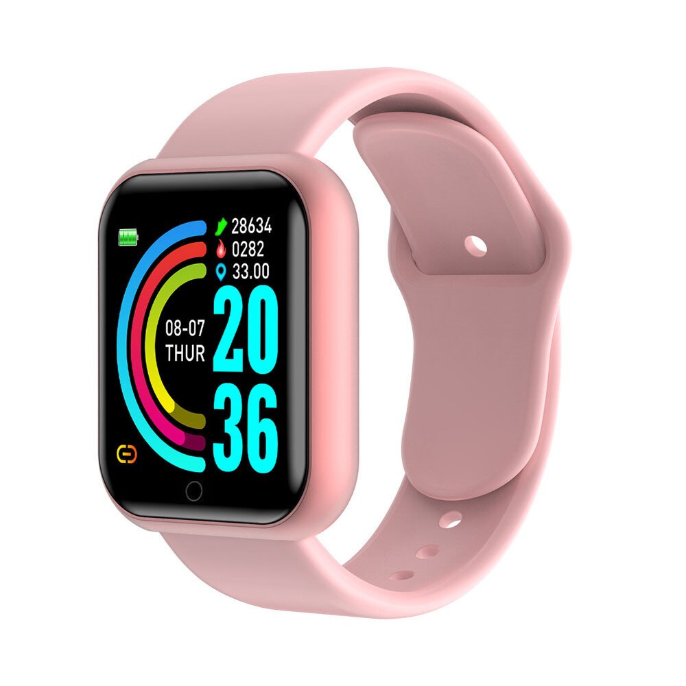 Smart Watch Y68 Waterproof Heart Rate Tracker-Fitness Wristband for IOS Android Wristband Waterproof Bluetooth Sport Smartwatch: Pink 
