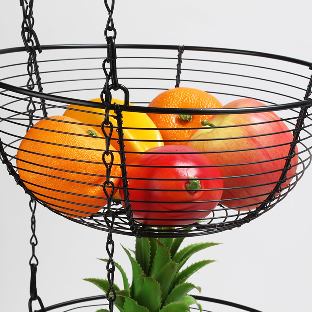 Christmas Decor 3 Tier Wire Hanging Fruit Basket Home Kitchen Metal Vegetable Storage Organizer Basket 3-Layer Baskets #20