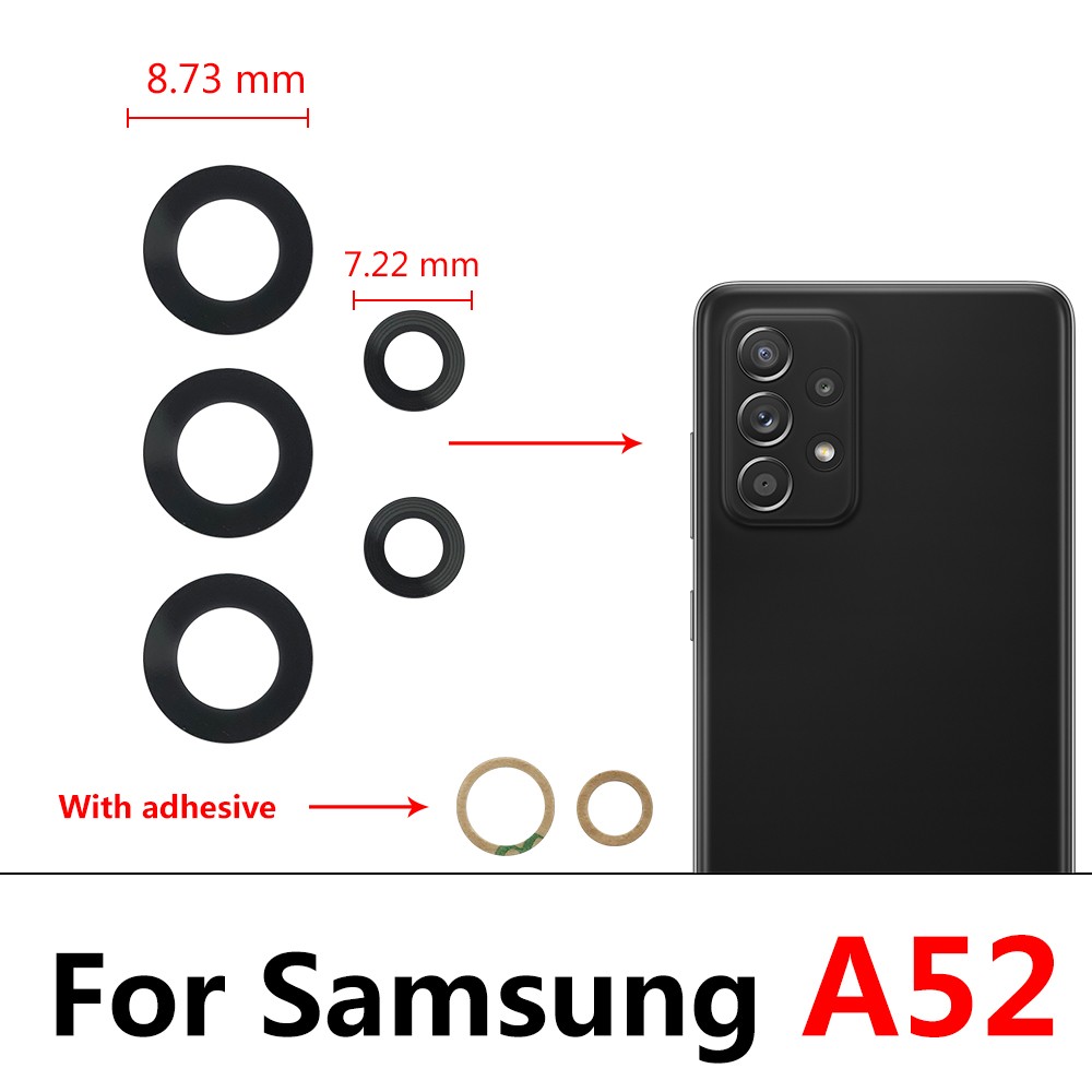 2 sztuk obiektyw szklany obiektyw do Samsung A01 A11 A21 A21S A31 A41 A51 A71 A12 A31S A42 A32 A52 A72 z powrotem do aparatu wymiana narzędzia: A52