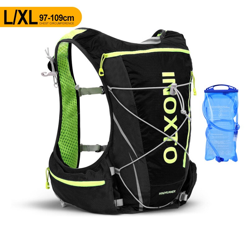 Chaleco de hidratación para correr de 8L, mochila para hombre y mujer, bolsas de agua para deportes al aire libre, Maratón, trotar, senderismo, mochila: Black XL 1500ML