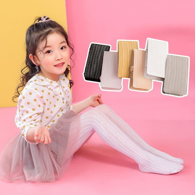 Fin gode barn jenter strømpebukse casual hvit svart bomull stretch tynn pustende tights for barn jenter