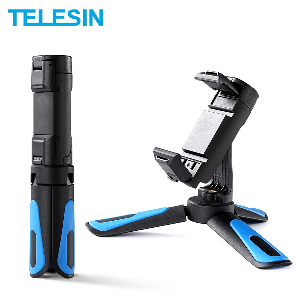 TELESIN Mini Selfie bâton trépied 360 ° tête de boule et chaussure froide pince de téléphone pour GoPro Osmo Action Insta360 iPhone Android monopode