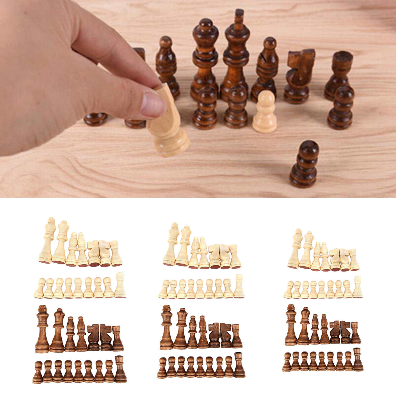 32Pieces Wooden Chess Pieces Chess Set Chess Game for Competition Home
