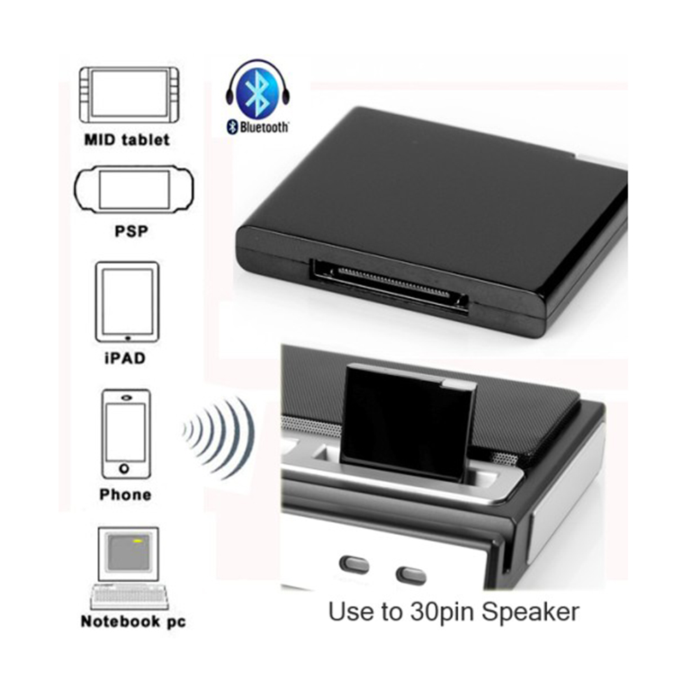 30Pin Bluetooth A2DP Music Receiver 30 Pin Audio Adapter for Bose SoundDock Series II 2 10 Portable Digital Music System Speaker