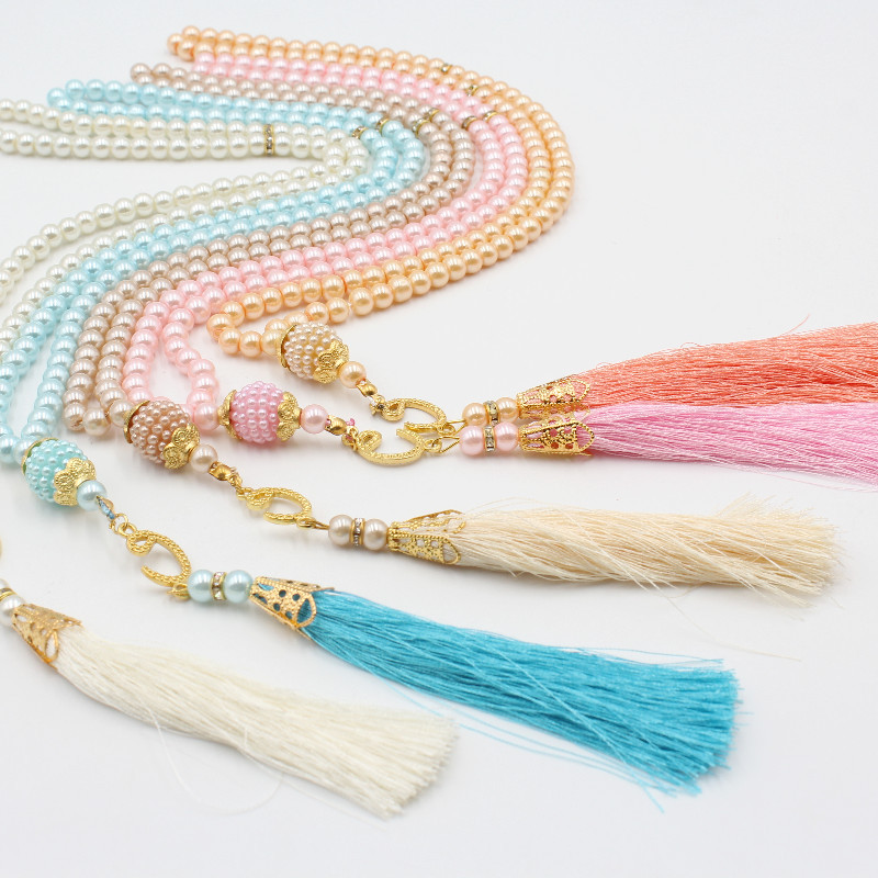 Nuevas perlas de vidrio borla estilo turco Rosario musulmán cuentas de oración islámica pulsera para mujeres accesorios de joyería 6mm 99 Uds
