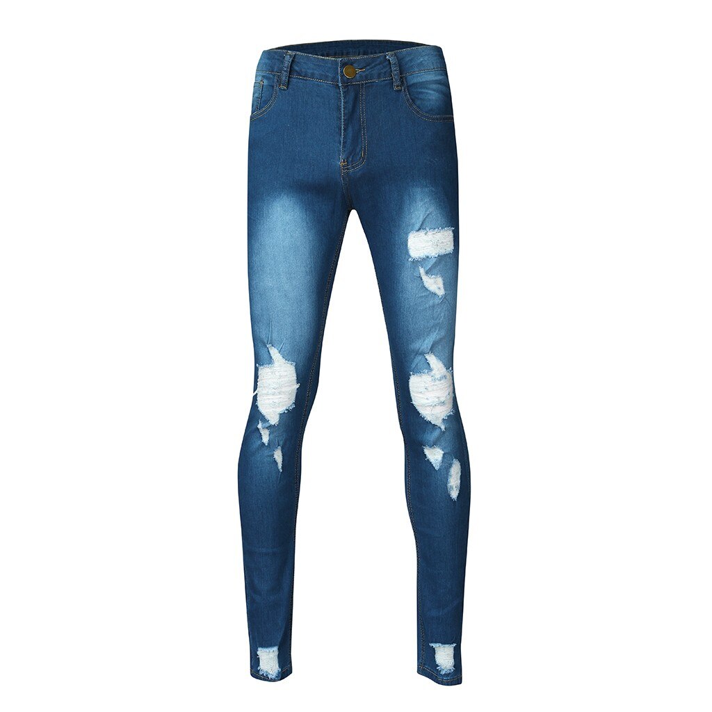 Pantalones largos de lápiz rasgados pantalones vaqueros delgados de primavera agujero de para hombres pantalones delgados de Hiphop pantalones ropa 7