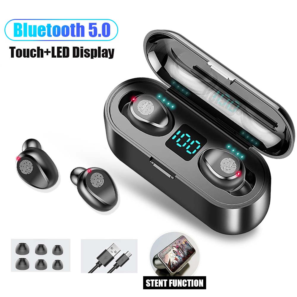 F9 Tws Bluetooth 5.0 Draadloze Koptelefoon Hoofdtelefoon Touch Control Oortelefoon Stereo Sport Headset Led Display Gaming Auriculare