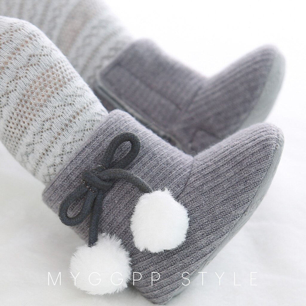 Bottes pour bébés hiver bébé filles chaussures solides anti-dérapant enfant en bas âge neige chaude Prewalker slip-on caoutchouc coton bottes souples pour les enfants: Gris / 6