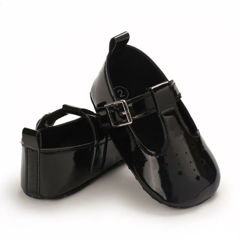 Zapatos de dibujos animados para bebés, calzado antideslizante con fondo suave de polipiel, para primeros pasos de 0 a 18 meses, primavera y otoño: Black / 13-18 meses