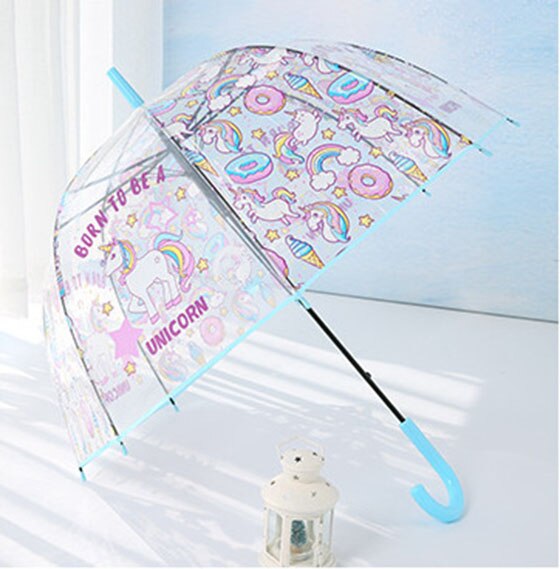 Paraguas con unicornio para niños, paraguas transparente, Apollo, semiautomático, pingüino de dibujos animados: 4