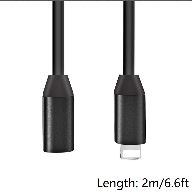 Lightning Verlengkabel voor iPhone 11 Pro Max, Xs Max, Xr, 8/8 Plus/7, iPad Air, iPad Mini 8pin Video Audio Data Snel Opladen: Black 2m 6.6ft