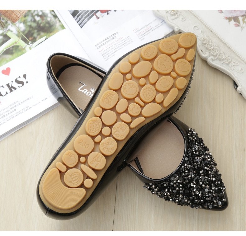 Kvinder ballet sko fritid spring spids ballerina bling rhinestone flats sko prinsesse skinnende krystal bryllup sko