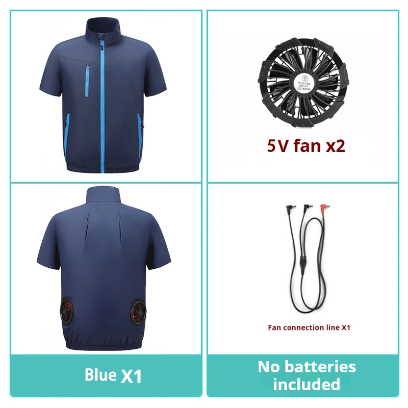 Summer Men's and Women's Outdoor Work Cooling Work Clothes Men's Intelligent Cooling Fan Air Conditioning Clothes: XXL / Blue