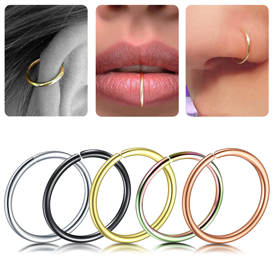5 stks/partij 20G Nep Indian Nose Ring Staal Helix Tragus Oorbellen Hoop Neus Ringen Faux Neus Ring Piercing Nariz septum Piercing Lip