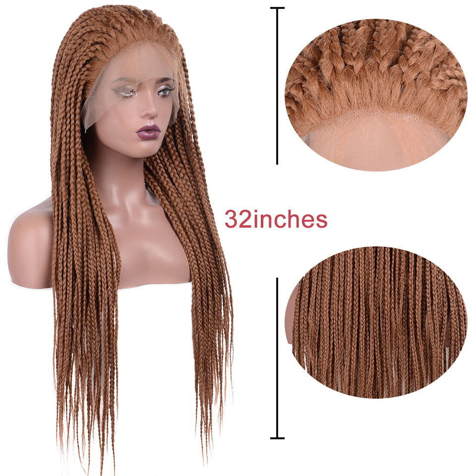 Lace Frontal Cornrow Wig Synthetic Wigs Lace Front Braided Wigs Hand Braided Box Braid Lace Wigs With Baby Hair For Women