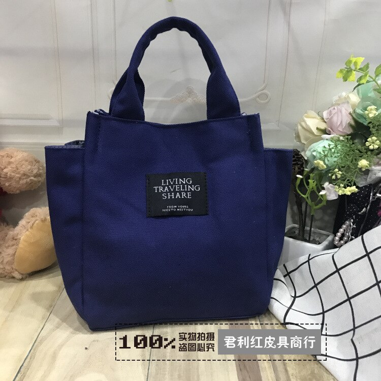 Women Pure color Tote Canvas Casual Hand Bags Lady messenge Bag Simple Canvas Shoulder Bag female Casual Tote: deep blue