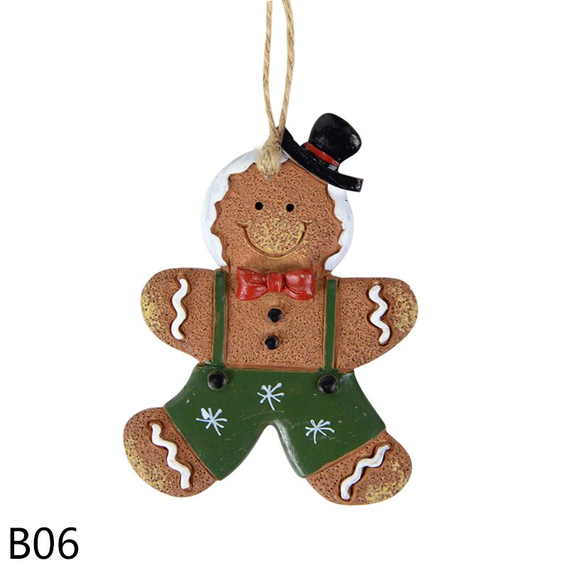 Gingerbread Man Hangers Kerstboom Ornamenten Zachte Hars Gingerbread Man Cookie Voor Thuis Xmas Jaar Party Opknoping Decor: B06-1Pcs