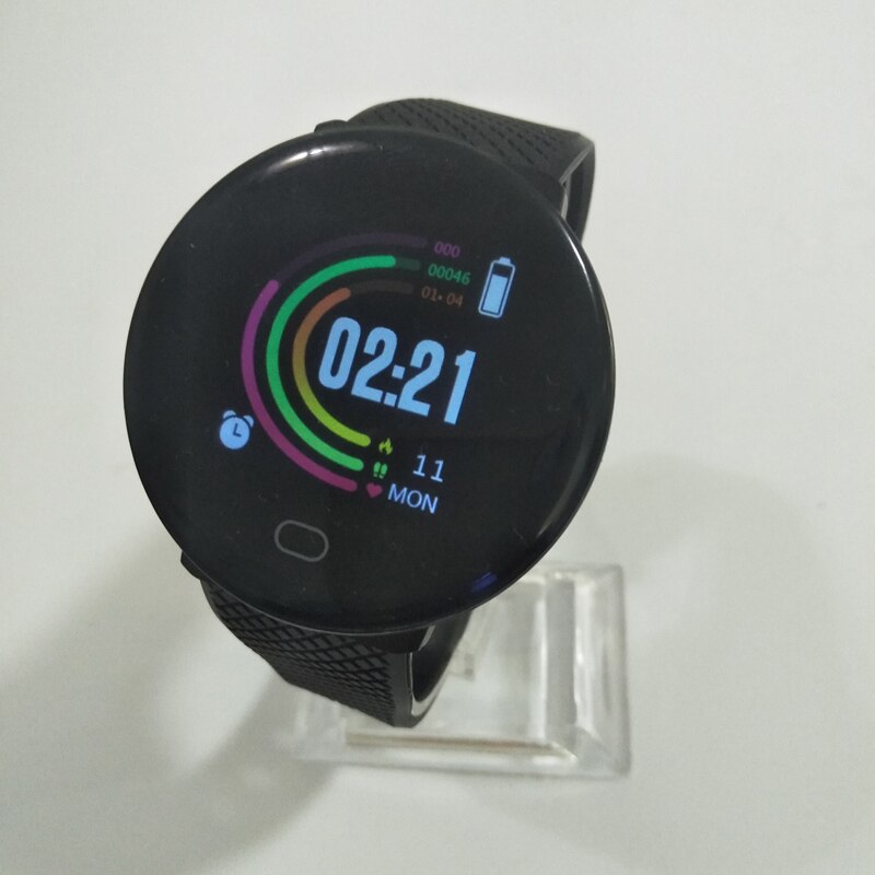 Pulseira de fitness mulheres homens ip67 à prova dip67 água 1.3 screen tela eletrônica fitness rastreador saúde coração relógio banda inteligente para android ios: Black