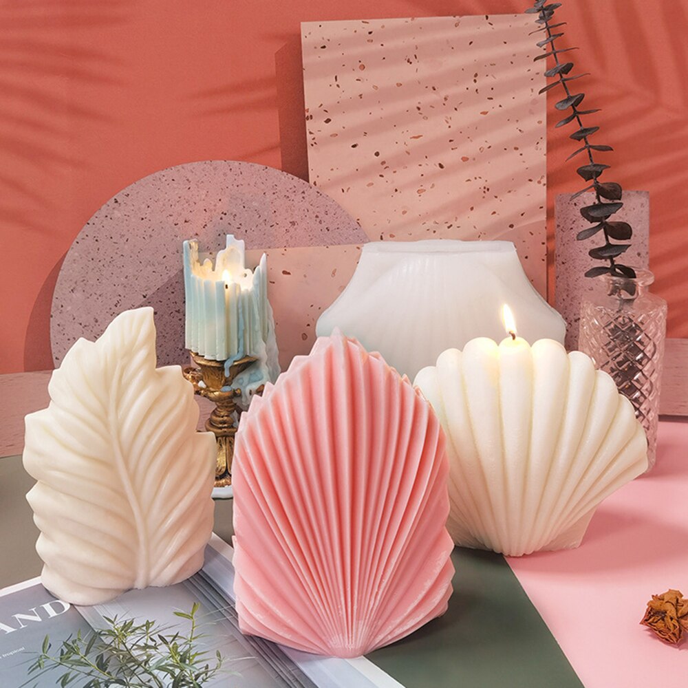 Leaf-Vormige Zeewier Shell Geurende Kaars Siliconen Mal Diy Handgemaakte Zeep Gips Hars Maken Mould Home Decoratie Ornamenten