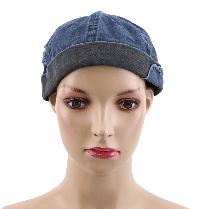 Chapeau Vintage Hip Hop pour hommes, casquette de crâne en coton délavé rétro, chapeau sans bord réglable, casquette respirante de propriétaire, chapeau de marin,