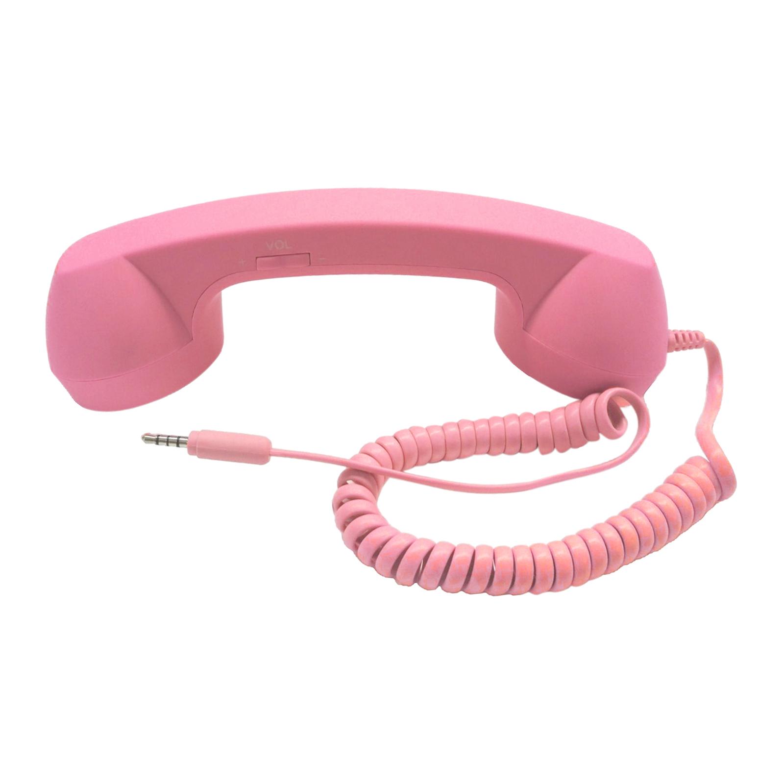 Cornetta telefonica retrò 3.5mm,  mini elegante ricevitore per chiamate telefoniche microfono altoparlante per: Rosa