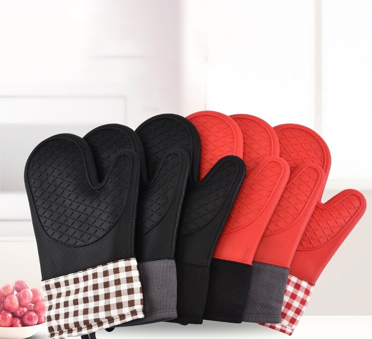 Ein Stck Silikon Handschuhe Mikrowelle Handschuh verrotten Schwarz Wärme Beständig Tablett Schüssel Halfter Küche Backen Kochen Werkzeug Pad Hand Clip