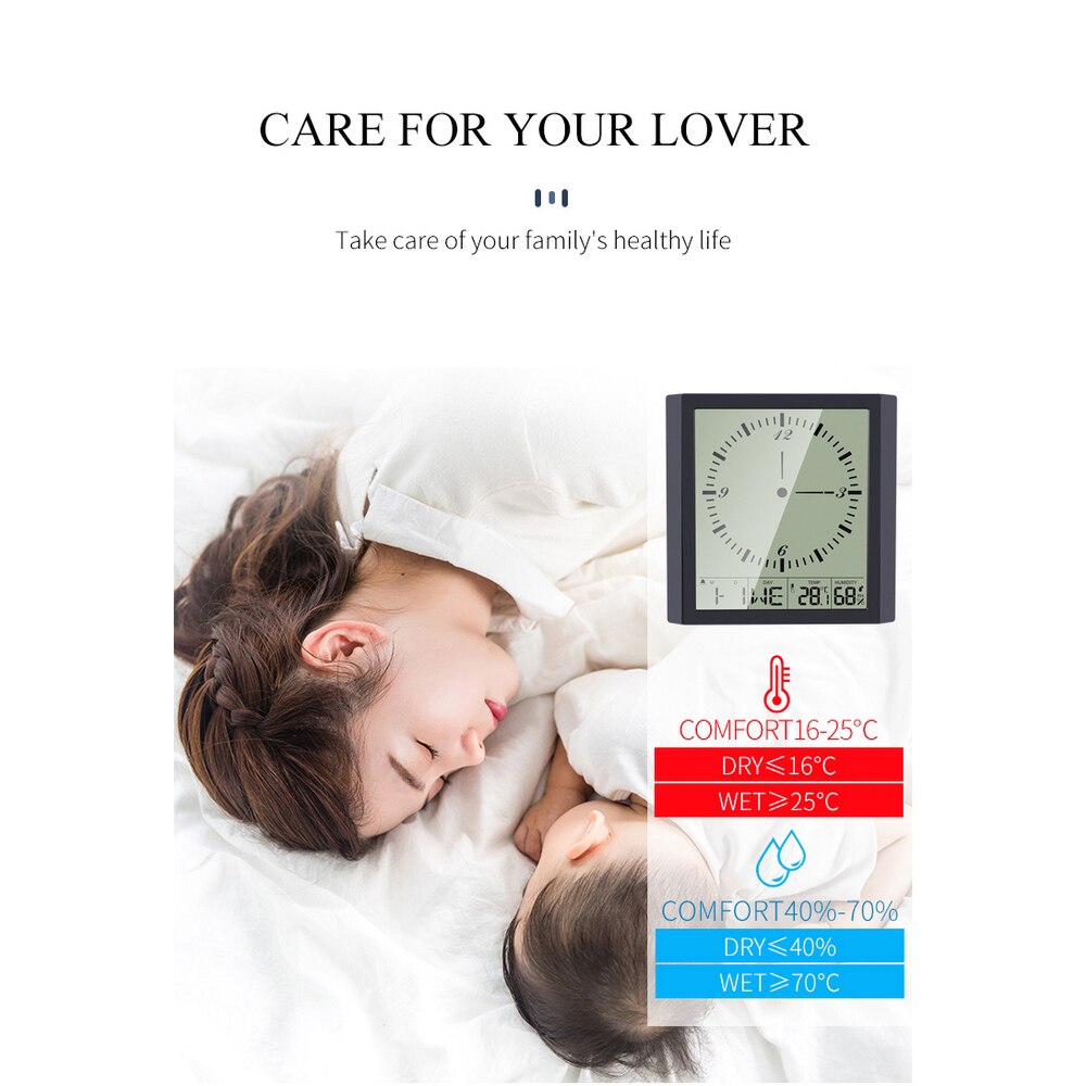 Multifunctional Electronic Digital Wall Clock Smart Display Clock Big Screen Thermometer Hygrometer Alarm Clock Calendar Week