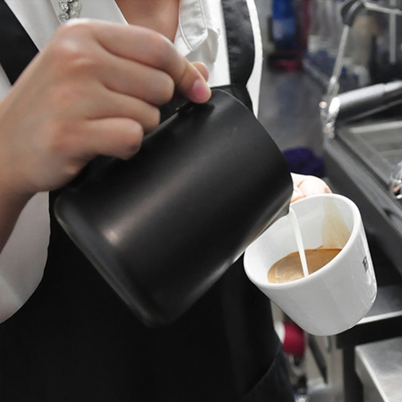 Zwarte Non-stick Coating Koffie Mok Cup Kruik Rvs Espresso Melk Koffie Opschuimen Jug Sabotage Cup Mok 600 ml