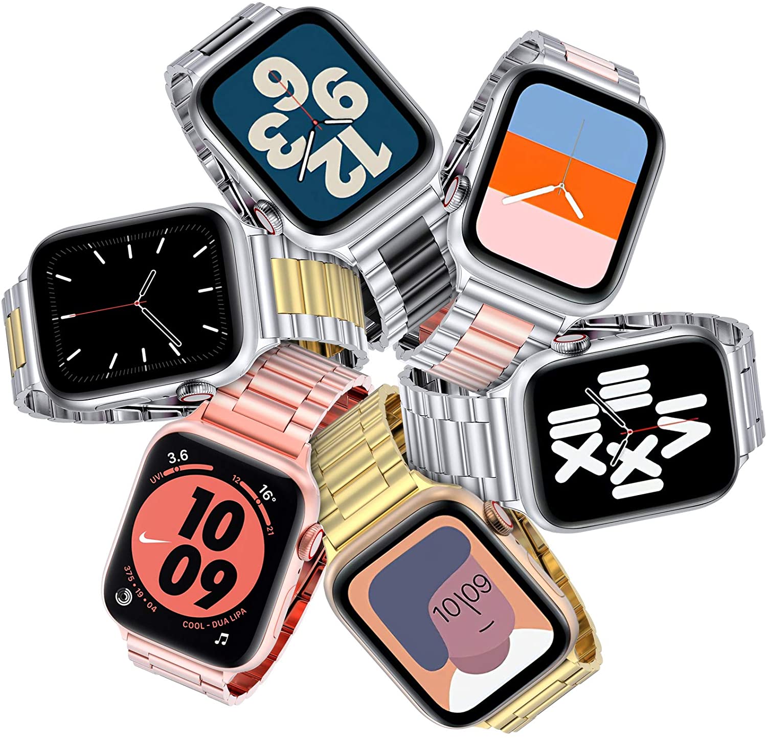 Pulseira de Aço Inoxidável para Apple Watch, Bracelete de Metal, Ultra 49mm, 10mm, 42mm, 46mm, 9mm, 8, 7, 45mm, 41mm, iWatch 6, 5, 4, 3, SE, 44 milímetros, 40 milímetros