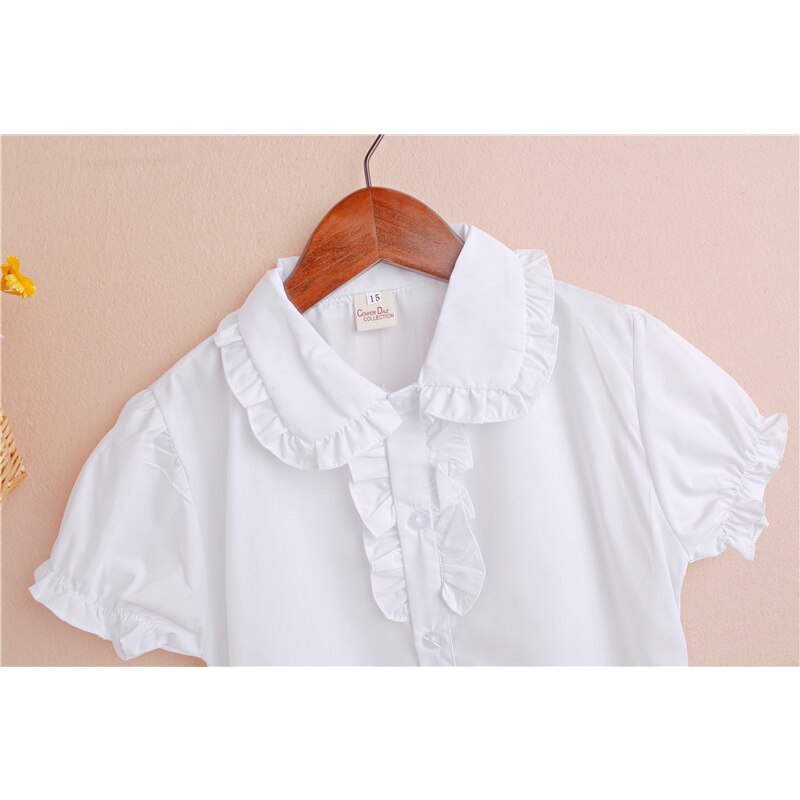BEKE MATA camicetta bianca per ragazze 2022 estate fiore girare verso il basso colletto scuola adolescente vestiti per ragazze camicie per bambini manica corta