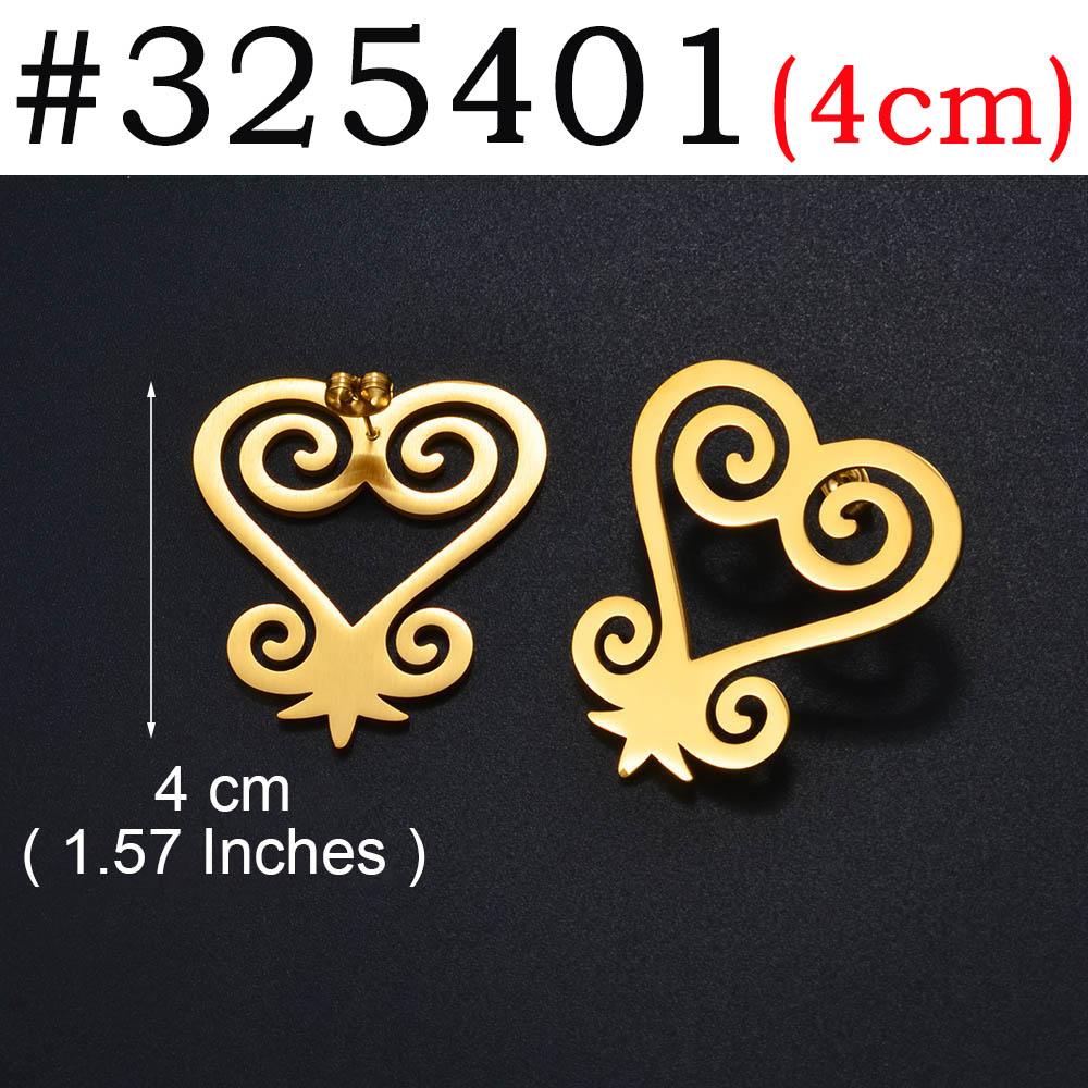 Anniyo African Ancient Cultural Symbol Stud Earrings Stainless Steel Akofena Adinkra Gye Nyame Sankofa Ethnic Jewelry #325101: Light Yellow Color