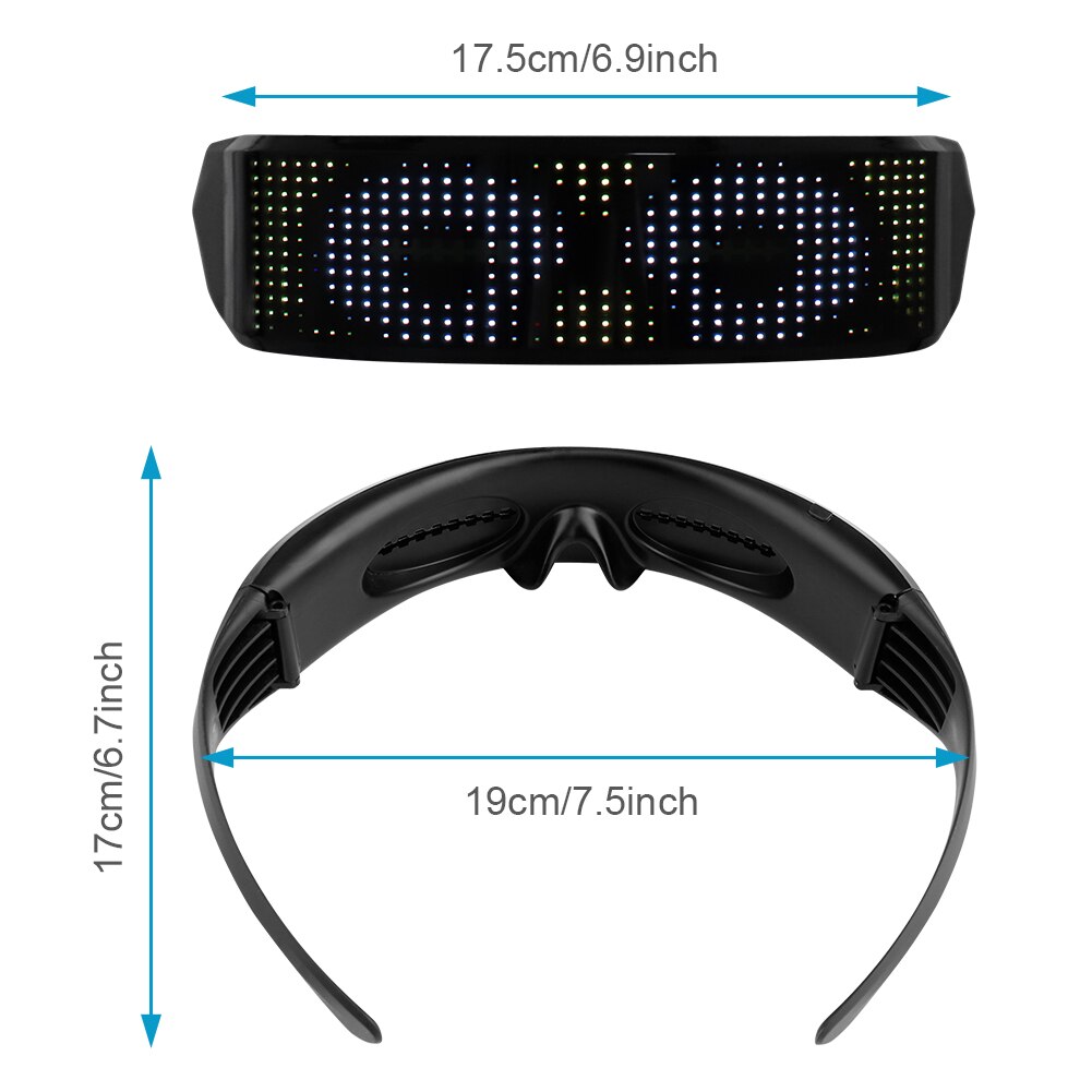 Full Color Rechargeable Shinning LED Festival Glasses Bluetooth APP Control Luminous Dance Cool LED Lamp Glasses Unisex