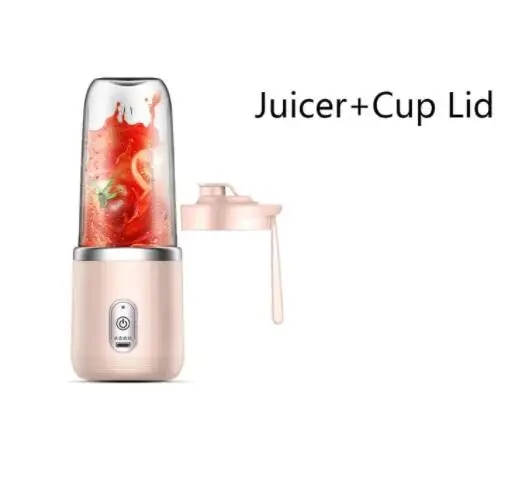 Botella de licuadora portátil, licuadora de jugo multifunción eléctrica de 6 hojas, licuadora de batidos de jugo fresco, trituradora de hielo, procesador de alimentos: Rosa
