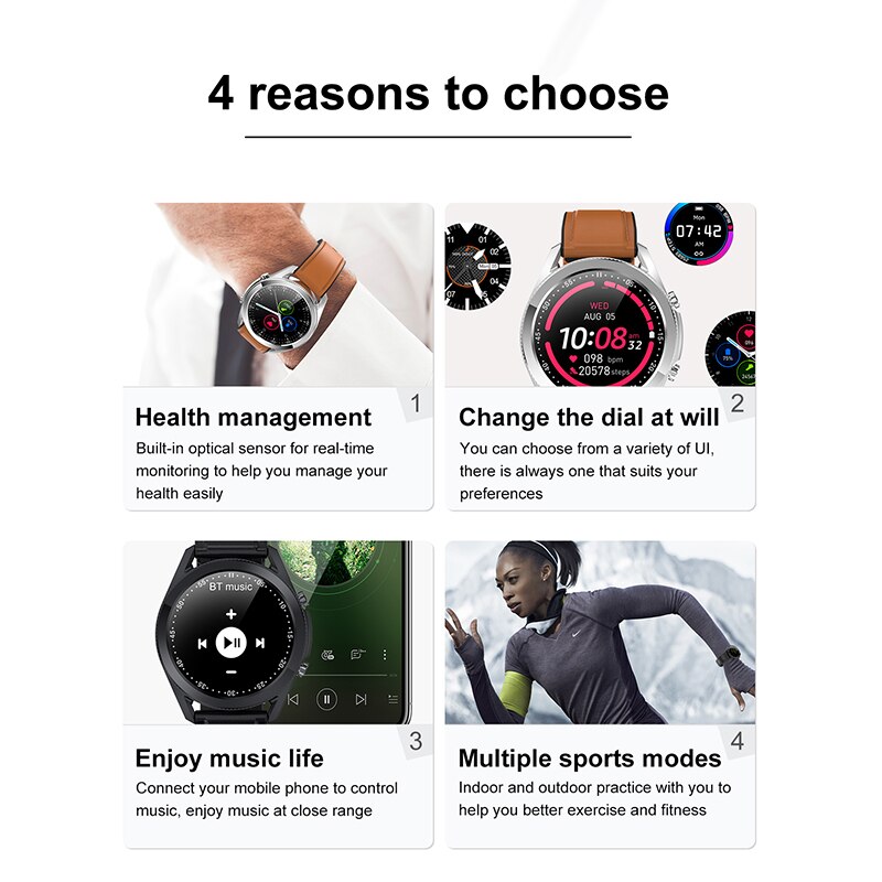 G33 Smartwatch Men Bluetooth Call Round Touch Heart Rate Blood Pressure Fitness Tracker for Android iOS