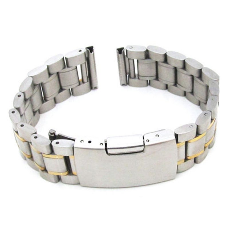 Men Watch Band Strap Stainless Stell Deployment Clasp Speed Master Wrist Women Band 18mm 20mm 22mm 24mm: Flat Golden Sliver / 24mm