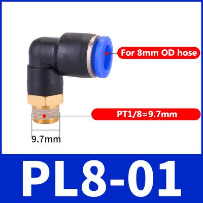 Pl fiting pneumatic cot 1/4 3/8 1/2 1/8 bsp filet tat conector rapid de aer l forma împingere furtun  od 6mm 8mm 10mm 12mm: 8-01