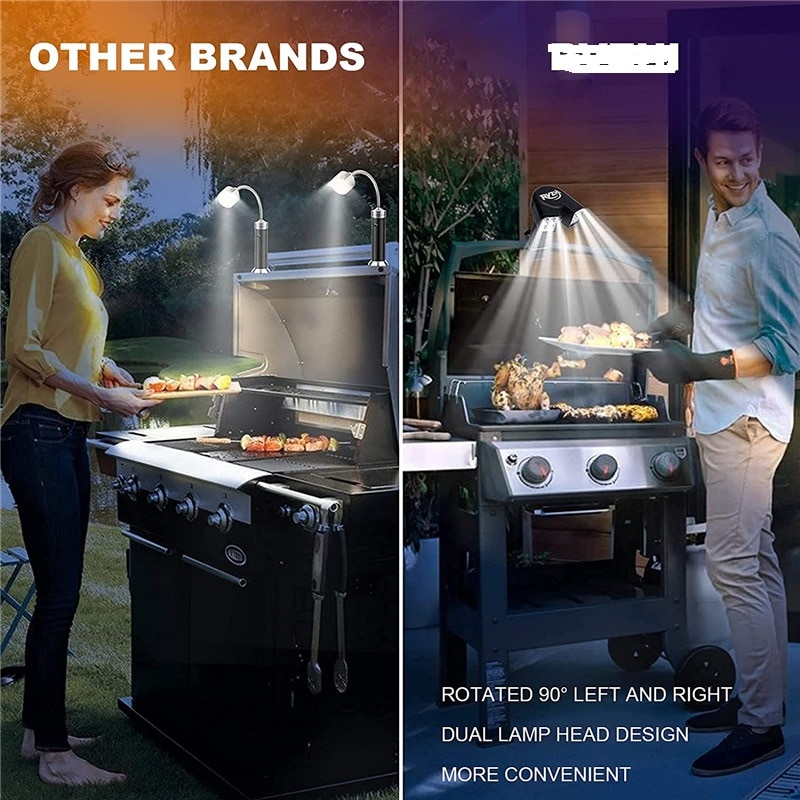 Lámpara de luz LED táctil inteligente portátil para parrilla, accesorios de cocina al aire libre, herramientas, lámparas de iluminación de 180 grados
