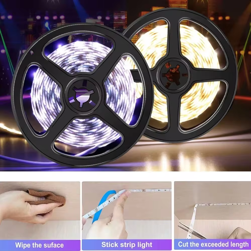 5V 2835 USB LED Strip Light Touch Sensing LED Flexible Lamp Tape Ribbon Backlight For Room Cabinet Lighting Mirror Brightening: black / Bundle7