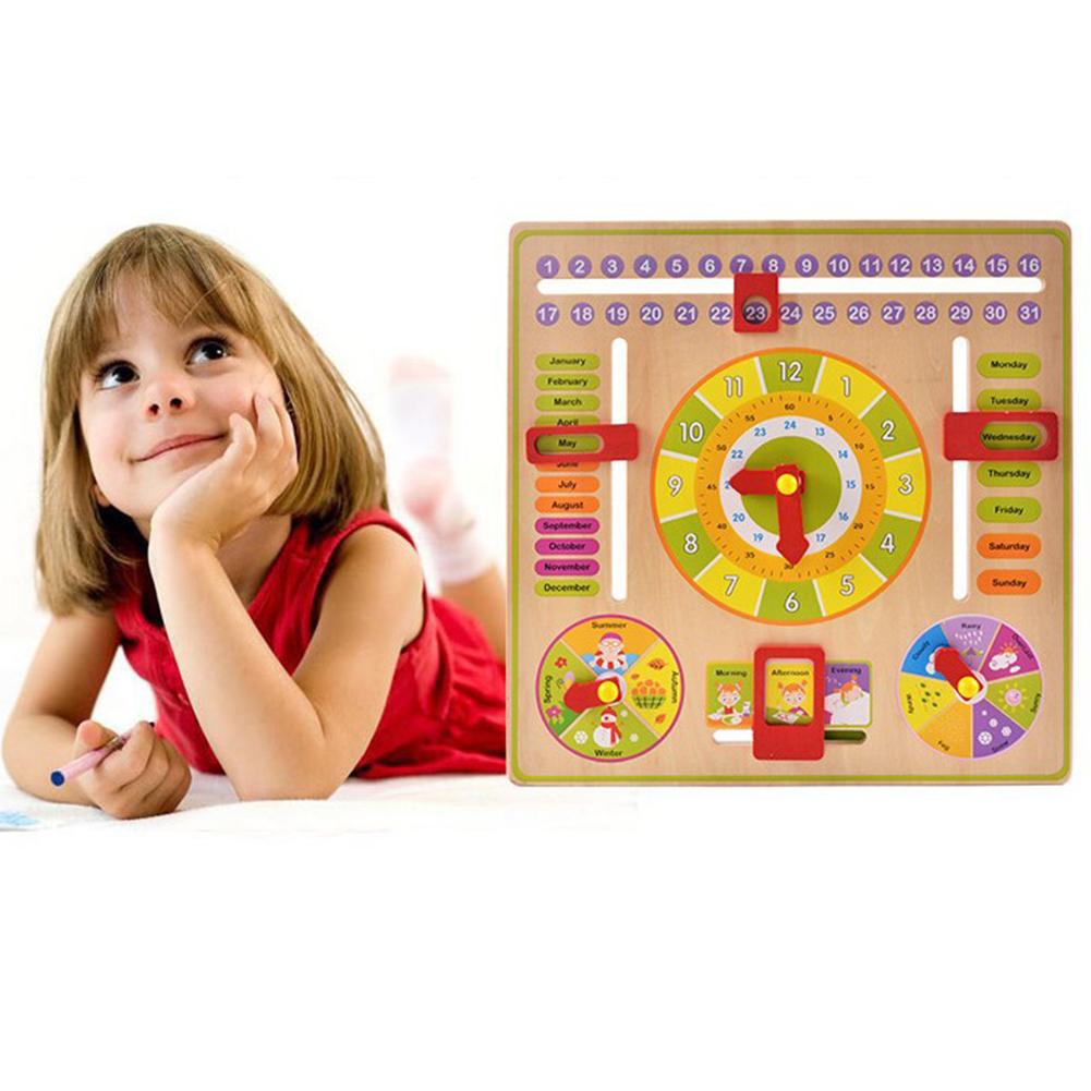 1 PC Kdis Klok Boord Speelgoed Houten Weer Seizoen Kalender Klok Tijd Cognitie Board Onderwijs Kinderen Speelgoed