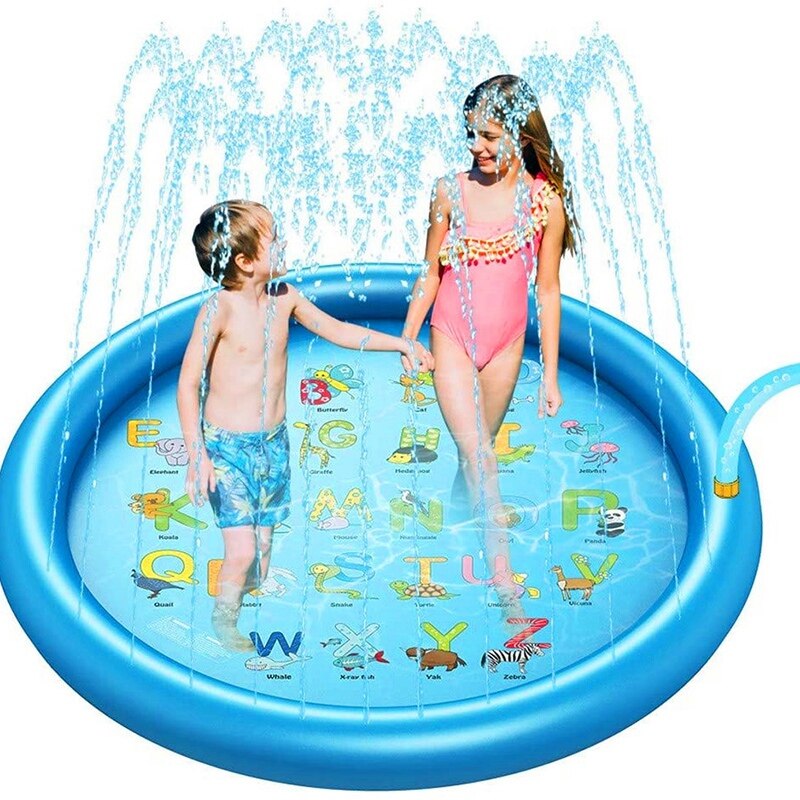 170cm Children's Inflatable Paddling Pool Sprinkler Pad Paddock Outdoor Summer PVC Round Fountain