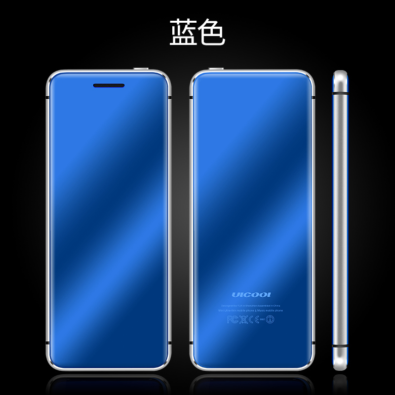 Original Ulcool V99 V66A luxe Super Mini téléphone de crédit ultra-mince téléphone portable métal corps Bluetooth Dialer double carte SIM Mobile: Standard / Blue