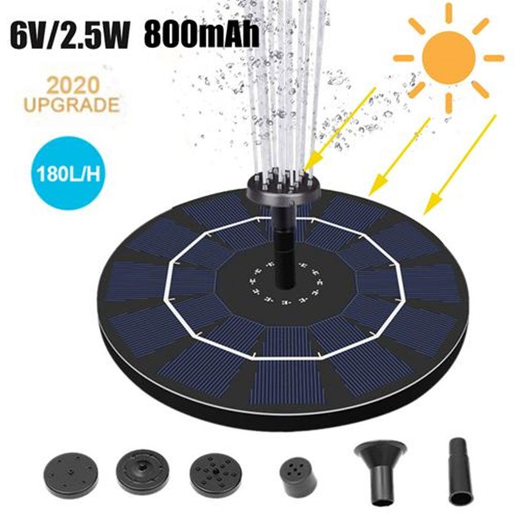 6V 2.5W Solar Power Water Fountain Outdoor Park Pond Swimming Pool Solar Fountain 6-Nozzle Rechargeable Water Fountain Pump