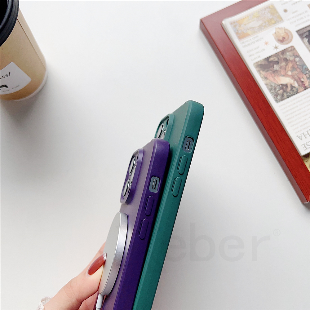 Funda magnética de silicona líquida con cordón cruzado para iPhone 16 15 Pro Max 14 13 12 11, collar para cubierta de carga inalámbrica Magsafe