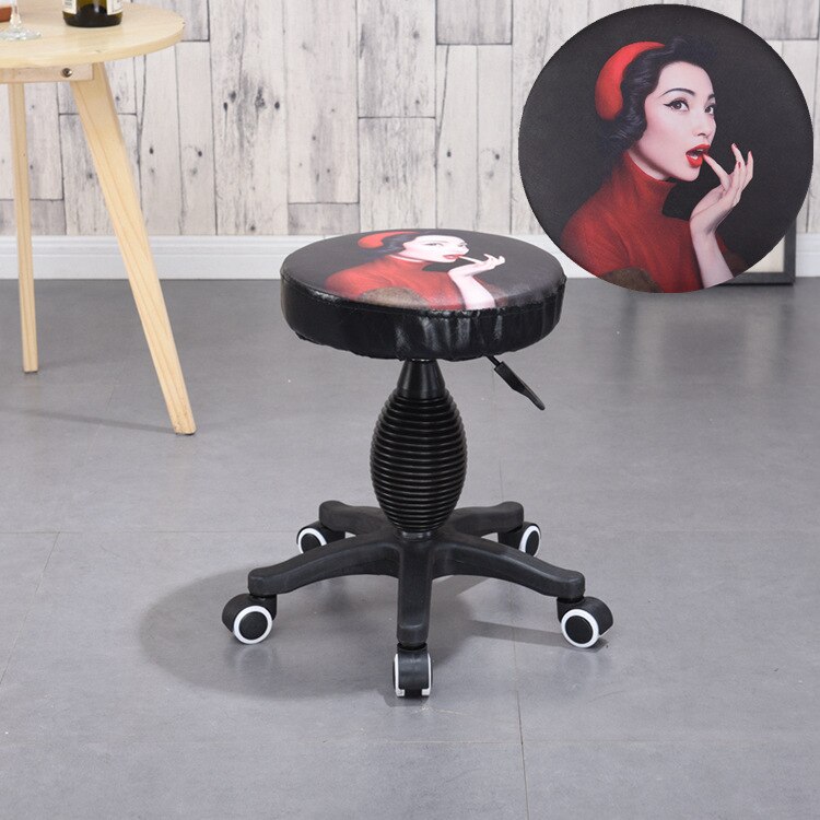 Goedkope Vintage Kapper Kruk Beauty Stijlvolle Stijl Draaibare Werk Kruk Hoogte Verstelbare Kleurendruk Stoel: Plastic pulley F