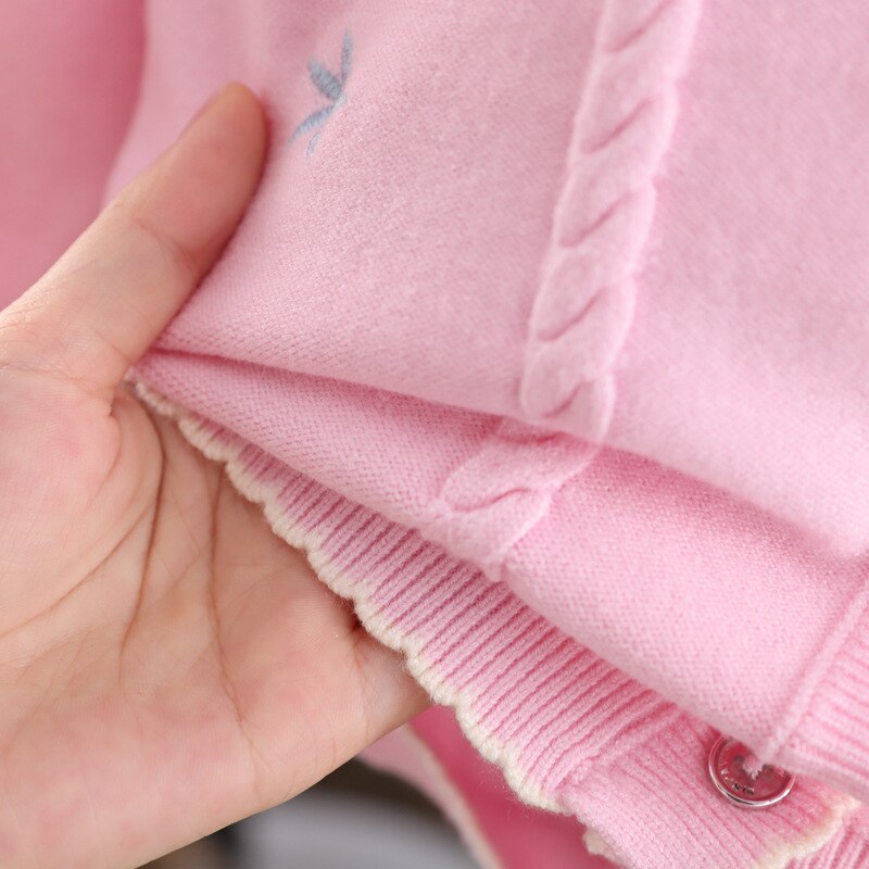 Girls Cardigans Lovely Cartoon Children Cardigans Knit Sweaters 4-14 Years Children Clothing